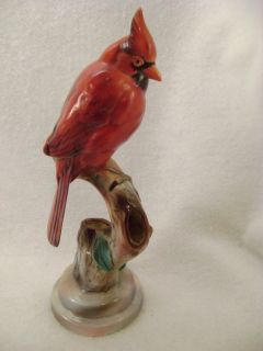 VINTAGE 1940s WILL GEORGE CALIFORNIA POTTERY CARDINAL BIRD FLOWER FROG
