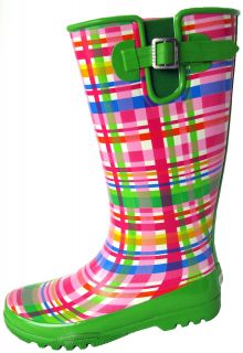 NIB SPERRY Top Sider Rain Garden Boots shoes size 7 Pelican Pink Green
