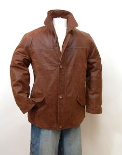Giovanni Verucci Leather Jacket Mens 3 4 Length Parka Coat Zip Out