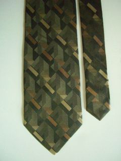 6288 Silk Necktie Mens Tie George Geometric Olive Multi