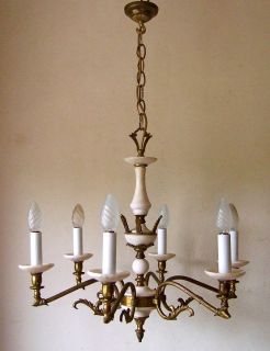 Elegant Classic Antique French 6 Light Chandelier Gilt Bronze