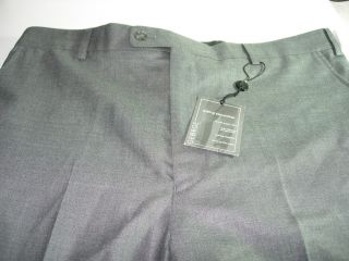 Mens New Gray Charcoal George Poly Rayon Flat Front Pants Slacks Size