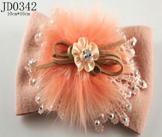 Chic Girls Womens Pink Feather Bowknot Barrettes Hair Pin Hair Clips