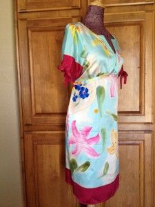 Yasb Colorful Girl Next Door Spring 100 Silk Dress Sz L