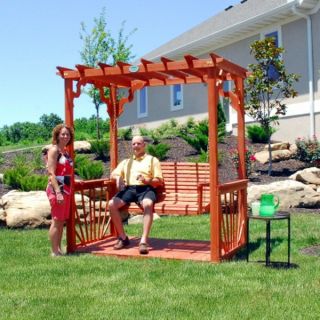 New Outdoor 7 Wooden Cedar Wood Pergola Yard Garden Porch Swing Free