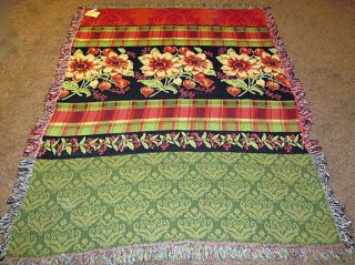 Prairie Floral Tapestry Afghan Throw April Cornell