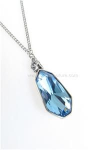 Givenchy Pave Arrow Blue Crystal Drop Pendant Silver Plated Chain