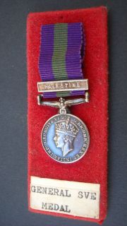 UK Georgi V British General Service Palestine Silver Medal of Honer