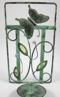 Butterfly Trellis Metal Wall Sconce Candle Holder Verdigris Color