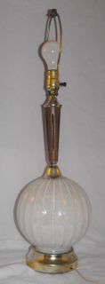 Vtg Mid Century Modern Danish Glass Ball Globe Table Lamp