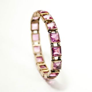 Vintage Art Deco Pink Glass Bracelet Bohemian Czech