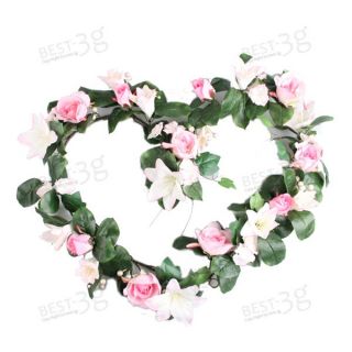 Artificial Lily Pink Rose Flower Garland Party Wedding Home Decoration