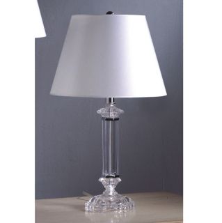 New 1 Light Table Lamp Satin Nickel Clear Glass Faux Silk Fabric Laura