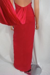 Marchesa Flyaway Halter Chiffon Gown Dress New $980 6 Notte Raspberry