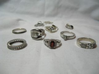 Sterling Silver 925 Ring and Pendant Lot CZ Garnet Onyx