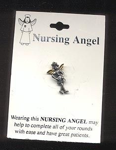 Nurse Guardian Angel Pewter N Gold Pin Nursing Medical