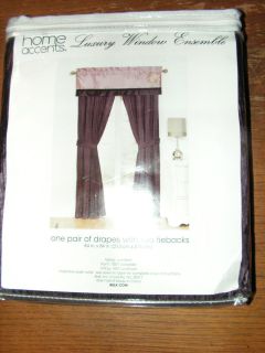 Home Accents Bella Rose Pair of Drapes with Tiebacks New 84w x 84L