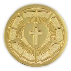 Gold Plated Lutheran Seal Rose Lapel Pin Martin Luther