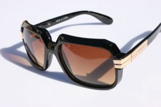 Black Gold Gazelle Run DMC Rapper Sunglasses Brown Lens 80s Rap