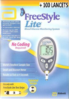 FreeStyle LITE Blood Glucose Meter Kit Diabetic Complete Set w alarm+