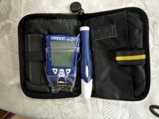 Omron Blood Glucose Meter and Lansing Device Bag No Test Strips Lanset