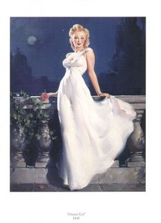 Gil Elvgren Pinup Print Redhead in White Gown Dream Girl
