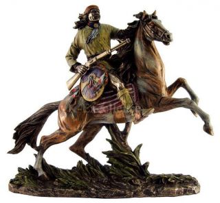 GERONIMO ON HORSE Apache Indian Warrior Statue Sculpture Native