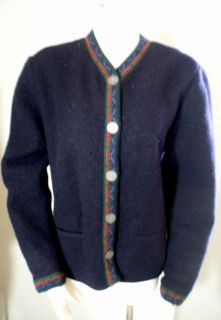 GIESSWEIN Austria Navy Blue Boiled Wool Cardigan Sweater Jacket 38 M