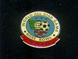 1982 World All Star Soccer Game Press Pin Rose Bowl SKU 27579