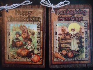   Vintage Fall Hang Tags PRIMITIVE Bowl Fillers THANKSGIVING Gift Tags