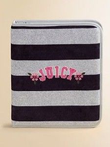  Couture School Girls Notebook Stripe Velour Zip Binder Folder Paper