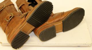 Gee Wawa Brand Brown Leather Buckle Zipper Calf High Fashion Boots