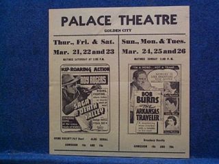 1938 Golden City MO Theater Flyer Roy Rogers Movie