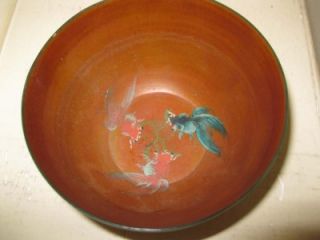 Vintage Antique Chinese Hand Painted Small Dragon Goldfish Bowl