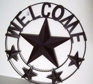 Metal Star Welcome Sign 18 Diameter Circle Braided Wire