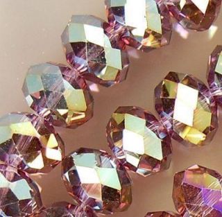 100PC Purple Multicolor Crystal Faceted Gems Loose Beads 4x6mm
