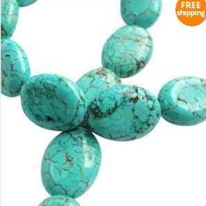 13x18mm Green Turquoise Oval Gemstone Loose Beads 15