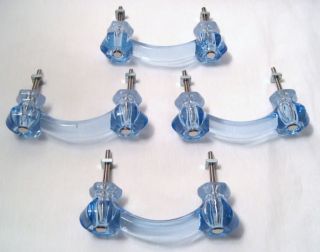 Ice Blue Glass Antique Style Drawer Cabinet Pulls