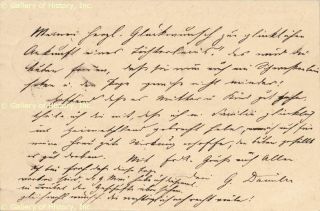 Gottlieb Daimler Autograph Letter Signed Circa 1882