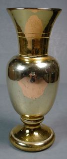 19thC Bohemian Cold Painted Gold Mercury Glass Vase
