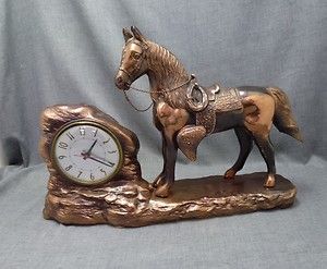 vtg GILBERT TV mantle electric clock HORSE western cowboy model F