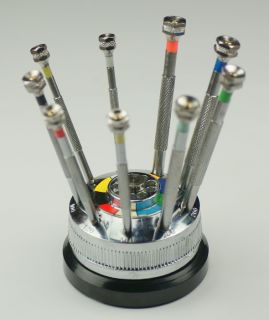 watchmakers screwdriver set on revolving base 9x screwdriver sizes 0