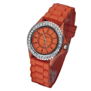  Geneva Classic Silicone Rubber Crystal Unisex Jelly Wrist Quartz Watch