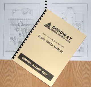 Goodway GW 1422 1430 1440 1460 Metal Lathe Parts Manual 0956