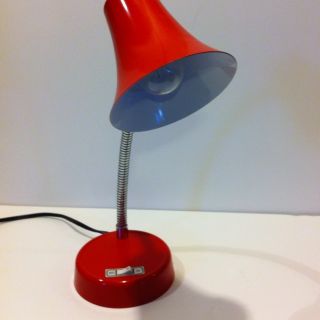 Vintage Mid Century Red Adjustable GOOSE Neck Desk Lamp Retro