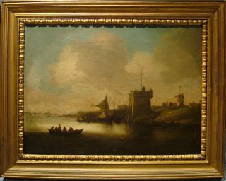   Dutch Master Leiden River Landscape Ships Oil Painting VAN GOYEN