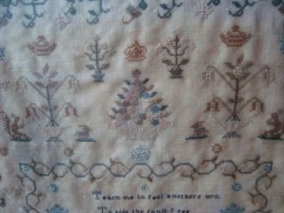 Fine English George III Needlework Sampler Elizabeth Grant 1817 in