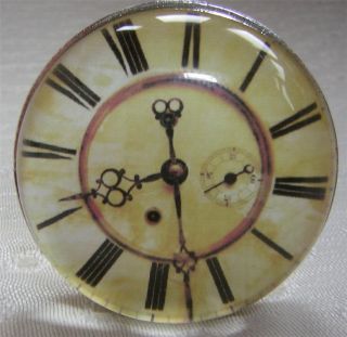Vintage Antique Style Glass Clock Face Drawer Cupboard Door Knob