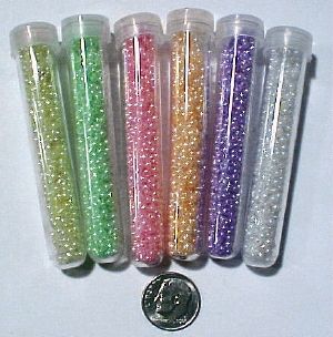 Multiple Pack 6 Color Luster Glass Seed Beads K002