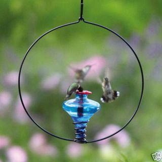 Mini Blossom Glass Hummingbird Feeder Parasol Aqua